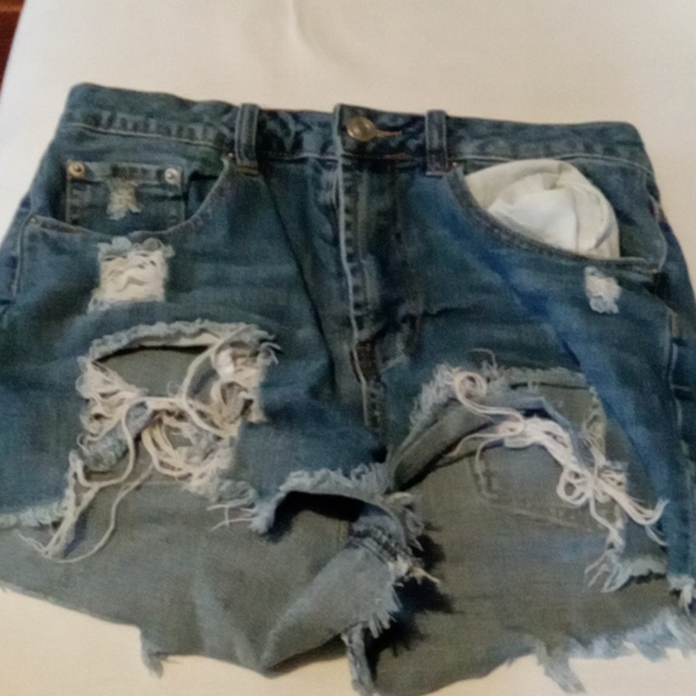 Ripped jean shorts